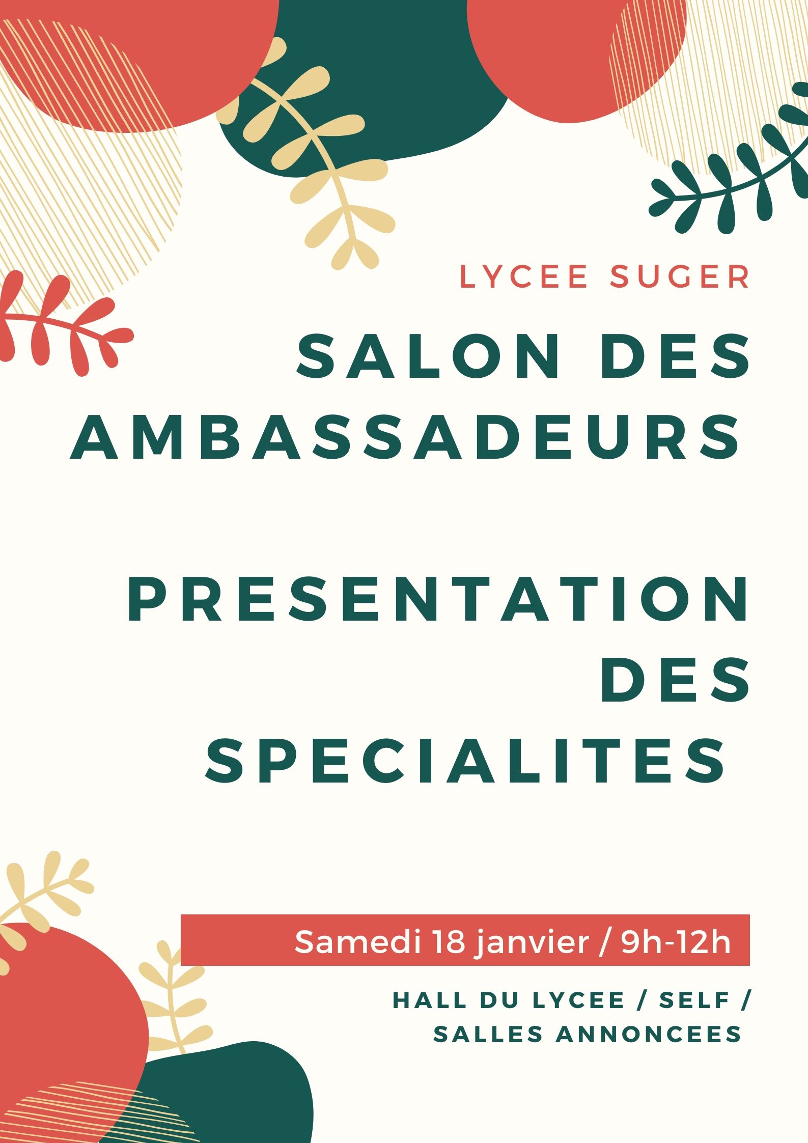 Salon des ambassadeurs / Présentation des spécialités – samedi 18 janvier