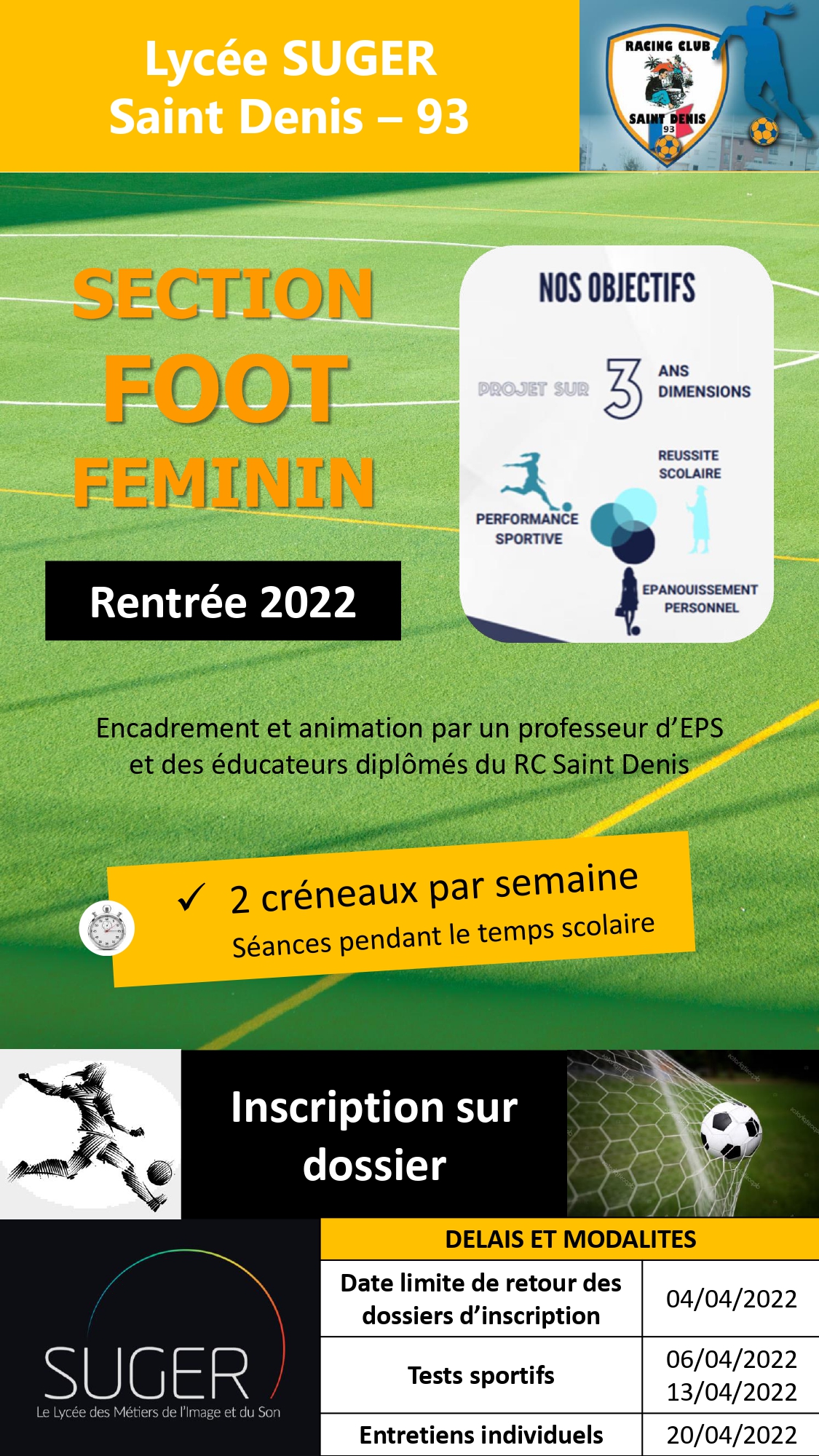 Section sportive scolaire foot féminin Suger 2022 – 2023
